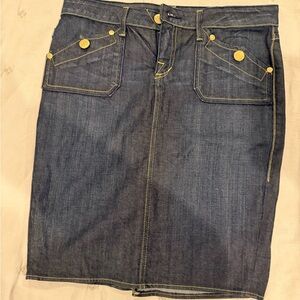 Rock and Republic / Bloomingdales Dark Denim Pencil Skirt /Gold Accents-size